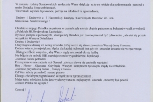 List od wnuka Sosabowskiego